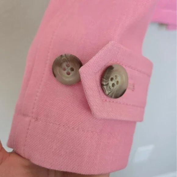 Ann Taylor Pink Trench Pea Coat size 00 Double Breasted Short Pea Coat - Picture 5 of 13